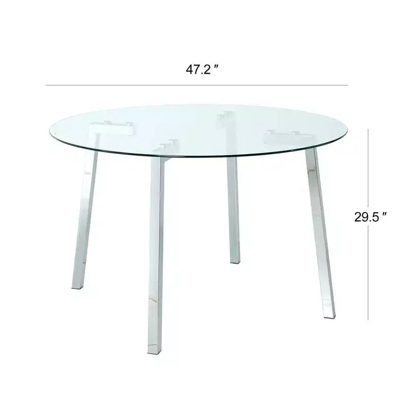 Tavolo da pranzo rotondo moderno, piano in vetro temperato, gambe in metallo dorato, 4 posti, 36"