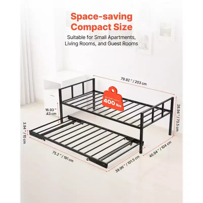 Struttura per divano letto singolo con letto estraibile, in metallo resistente, capacità 181 kg