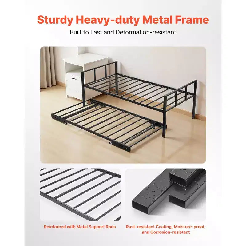 Struttura per divano letto singolo con letto estraibile, in metallo resistente, capacità 181 kg