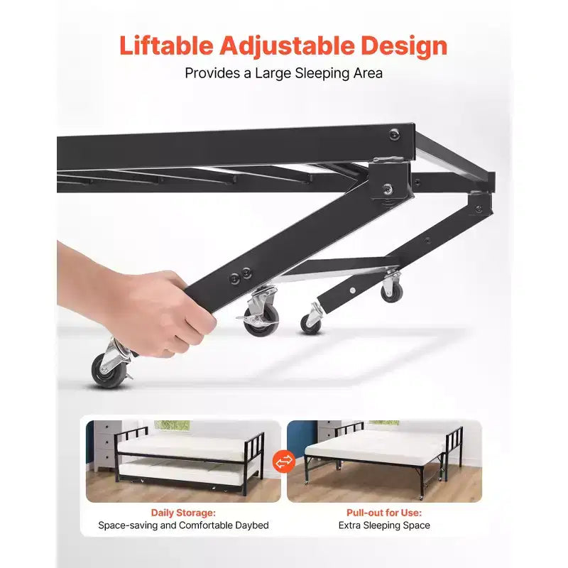 Struttura per divano letto singolo con letto estraibile, in metallo resistente, capacità 181 kg