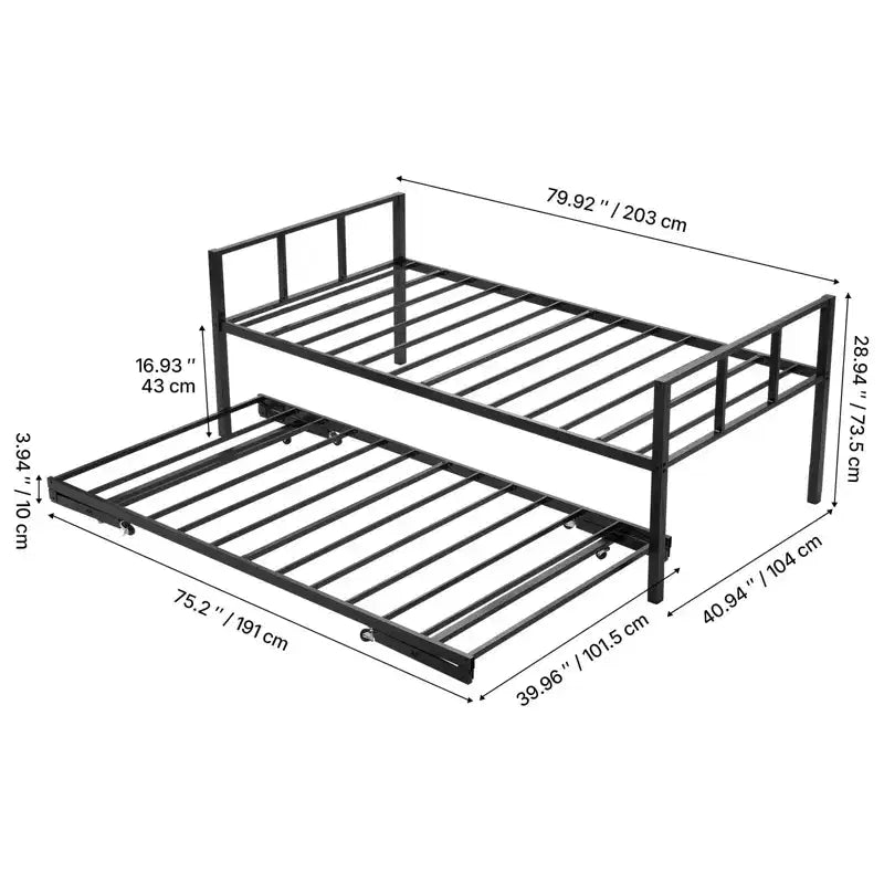 Struttura per divano letto singolo con letto estraibile, in metallo resistente, capacità 181 kg