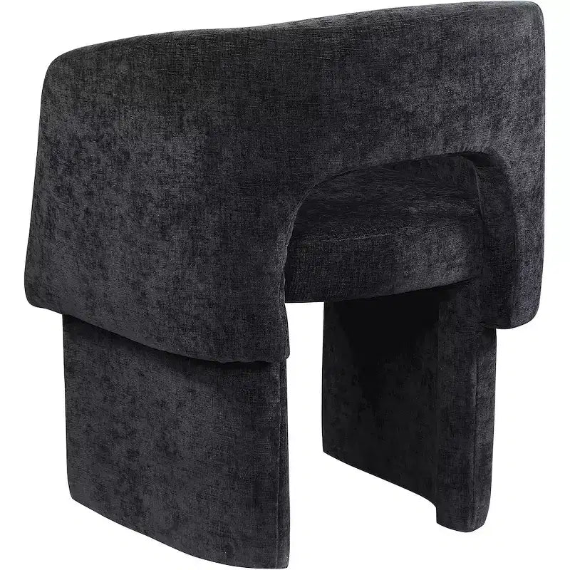 Sedia da pranzo / Sedia d'accento in tessuto ciniglia, beige, struttura interna in acciaio, contemporanea