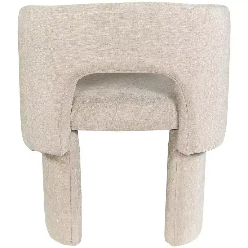 Sedia da pranzo / Sedia d'accento in tessuto ciniglia, beige, struttura interna in acciaio, contemporanea