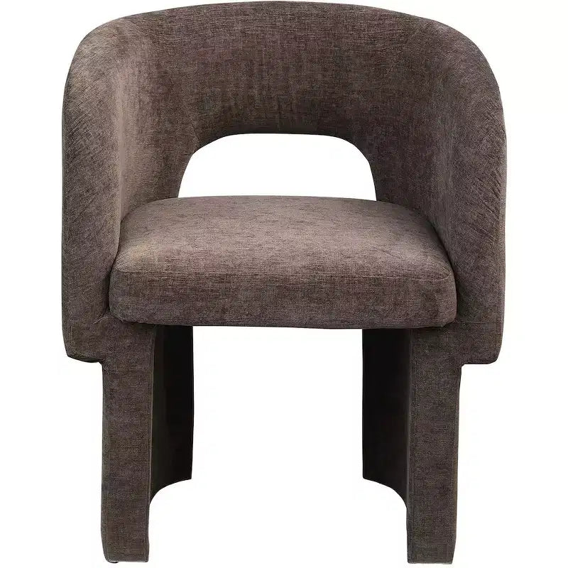 Sedia da pranzo / Sedia d'accento in tessuto ciniglia, beige, struttura interna in acciaio, contemporanea