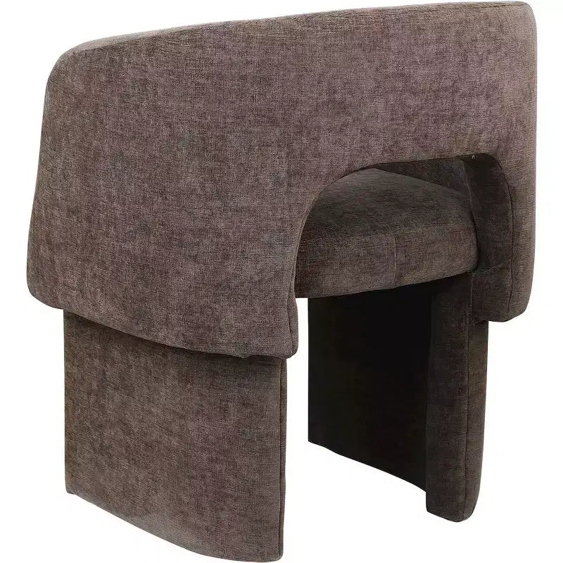 Sedia da pranzo / Sedia d'accento in tessuto ciniglia, beige, struttura interna in acciaio, contemporanea