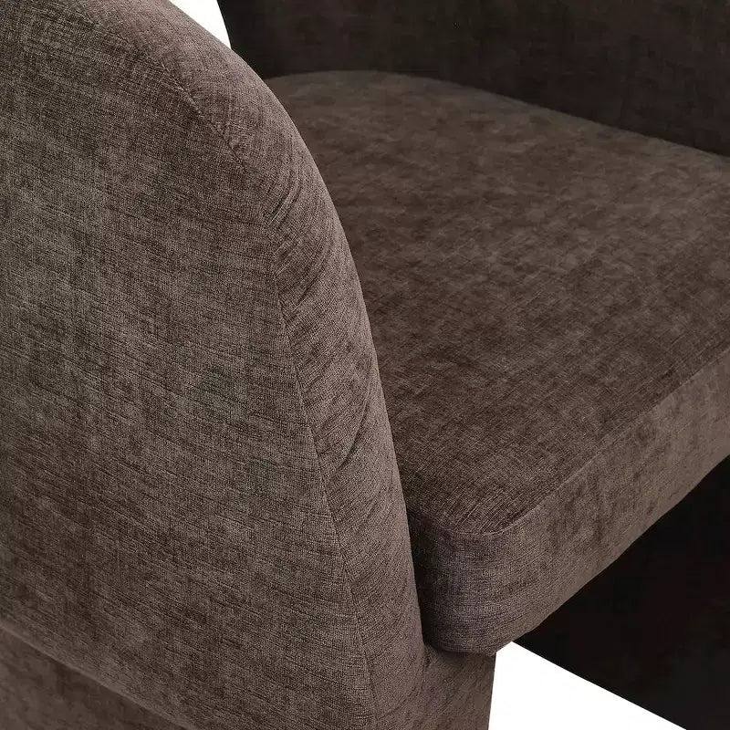 Sedia da pranzo / Sedia d'accento in tessuto ciniglia, beige, struttura interna in acciaio, contemporanea