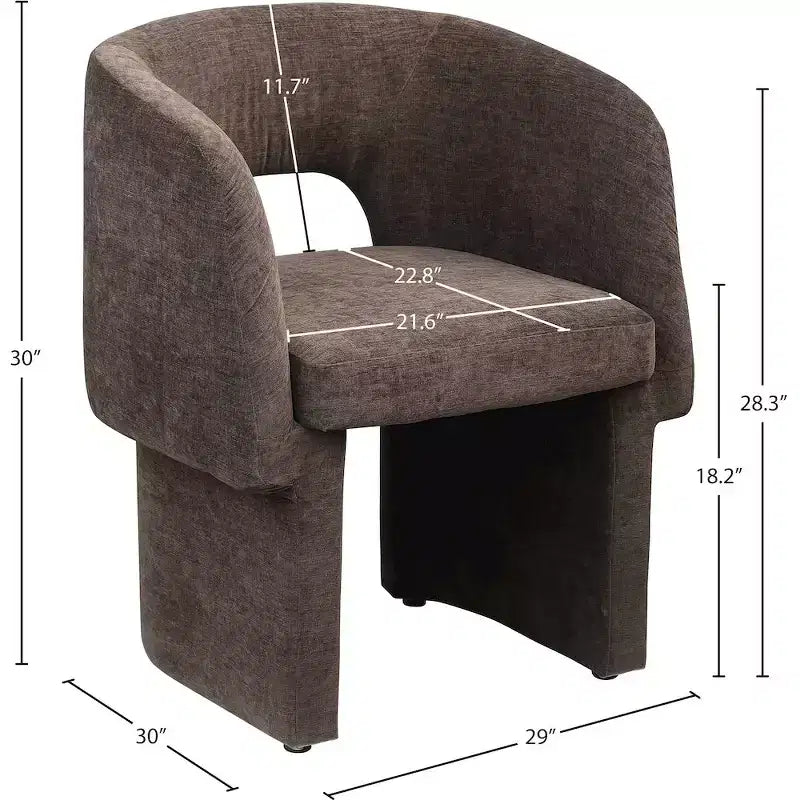 Sedia da pranzo / Sedia d'accento in tessuto ciniglia, beige, struttura interna in acciaio, contemporanea