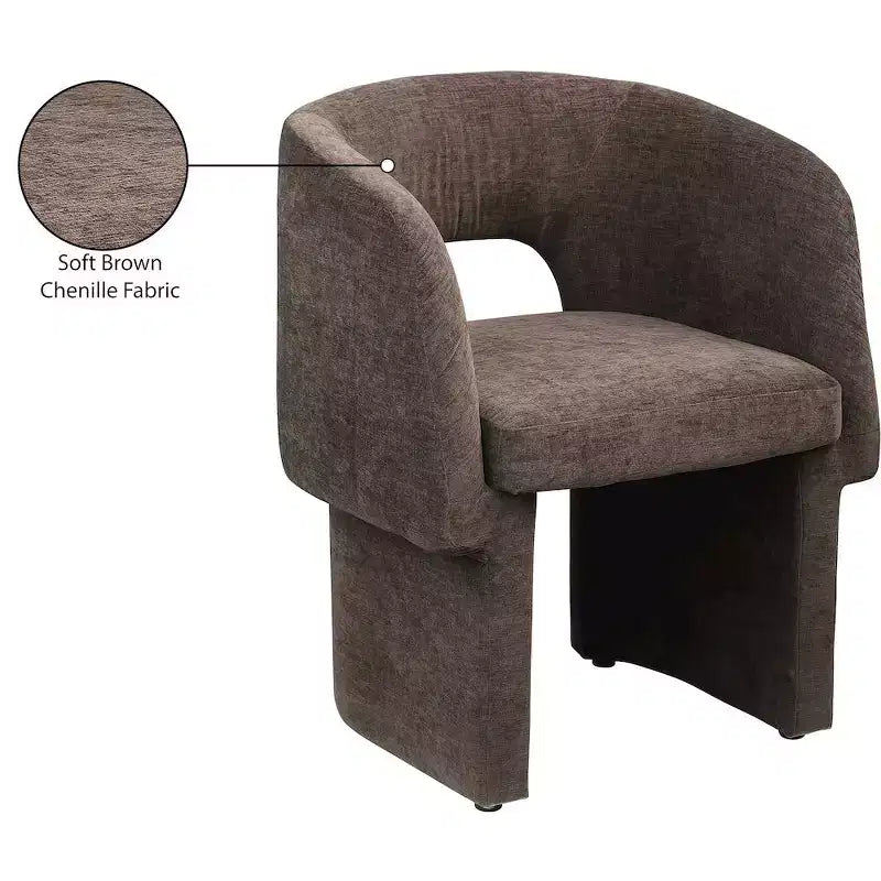 Sedia da pranzo / Sedia d'accento in tessuto ciniglia, beige, struttura interna in acciaio, contemporanea