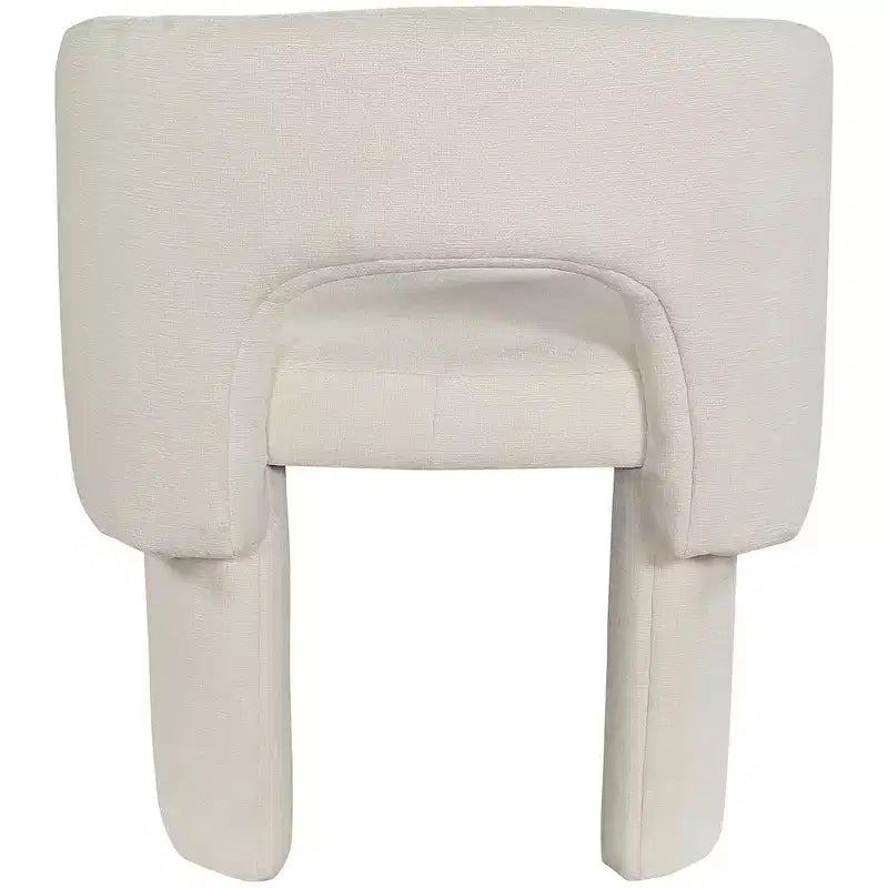 Sedia da pranzo / Sedia d'accento in tessuto ciniglia, beige, struttura interna in acciaio, contemporanea