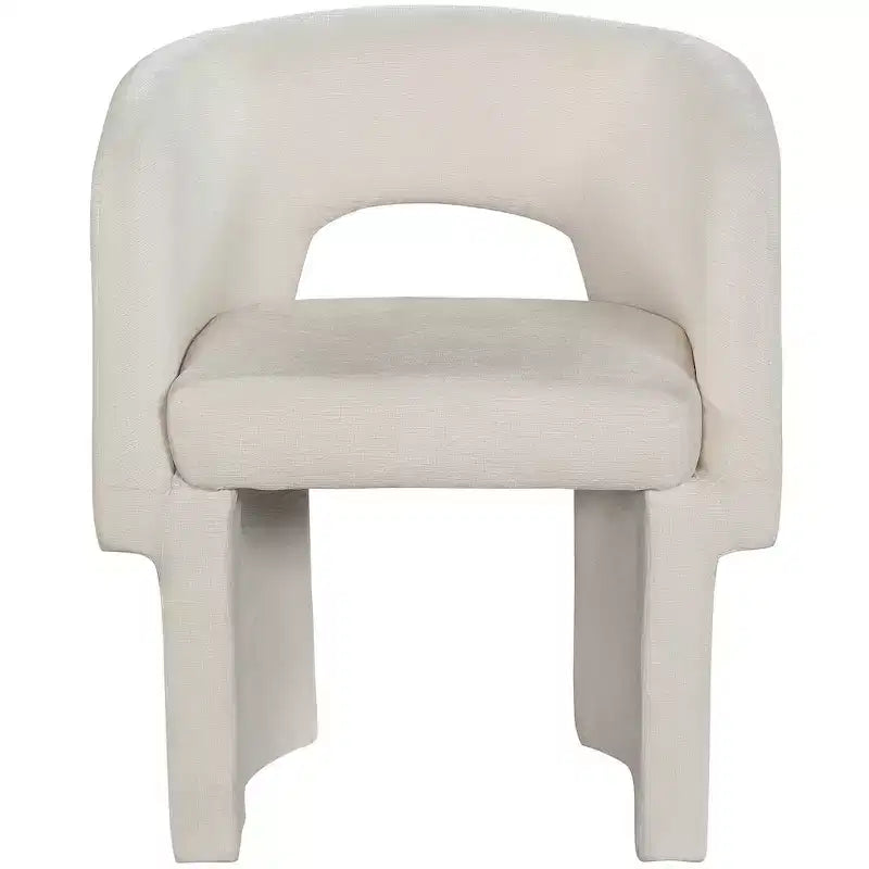 Sedia da pranzo / Sedia d'accento in tessuto ciniglia, beige, struttura interna in acciaio, contemporanea