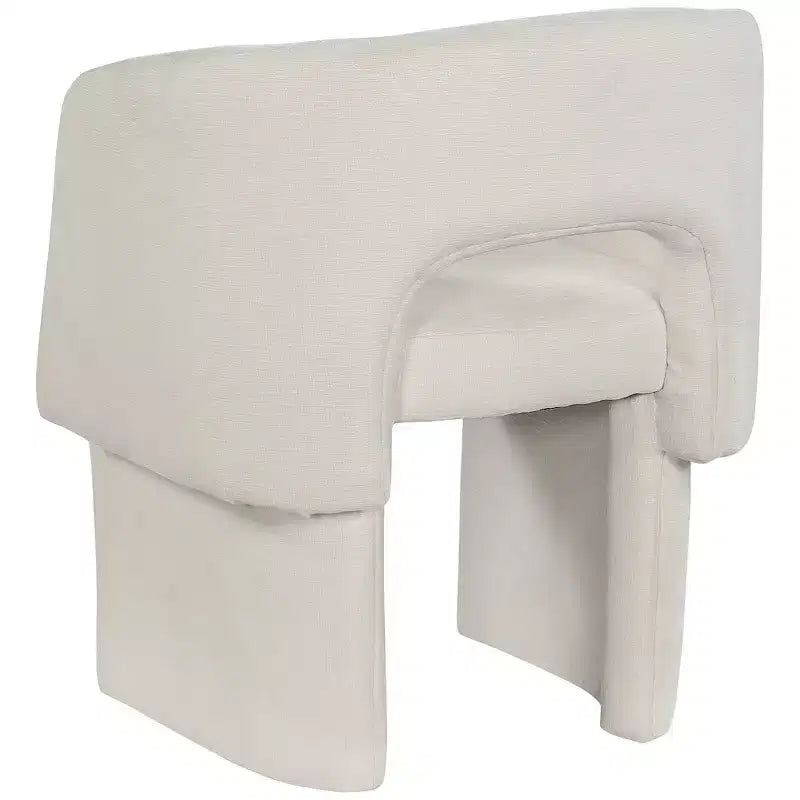 Sedia da pranzo / Sedia d'accento in tessuto ciniglia, beige, struttura interna in acciaio, contemporanea