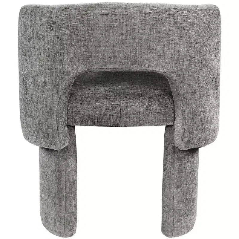 Sedia da pranzo / Sedia d'accento in tessuto ciniglia, beige, struttura interna in acciaio, contemporanea
