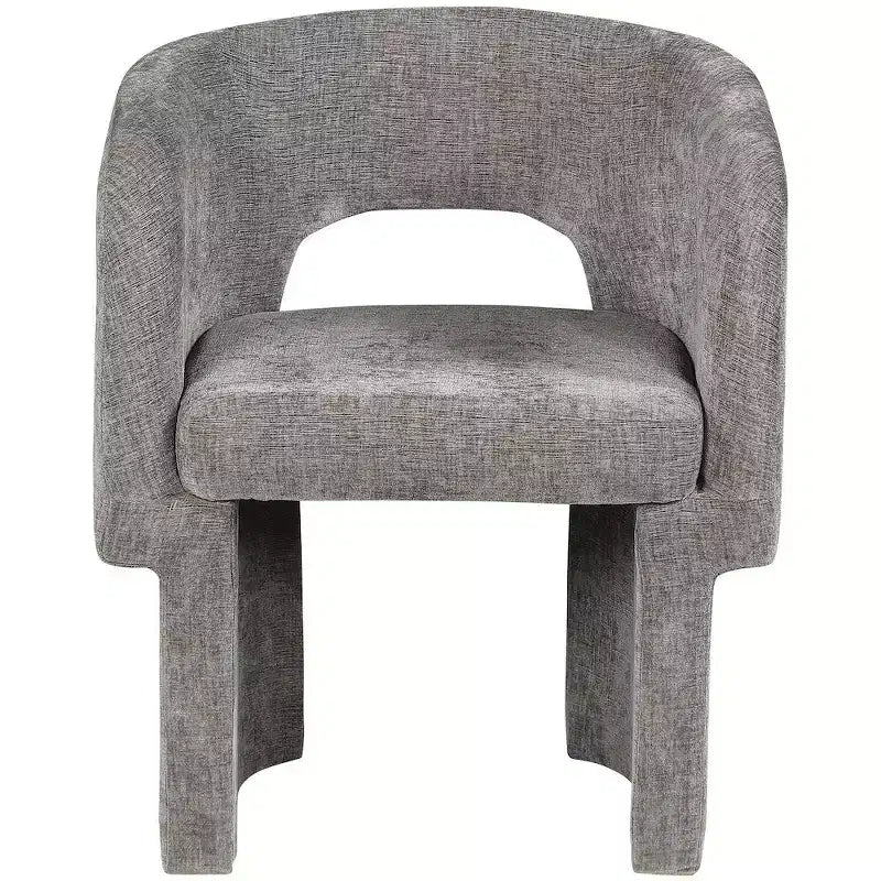 Sedia da pranzo / Sedia d'accento in tessuto ciniglia, beige, struttura interna in acciaio, contemporanea