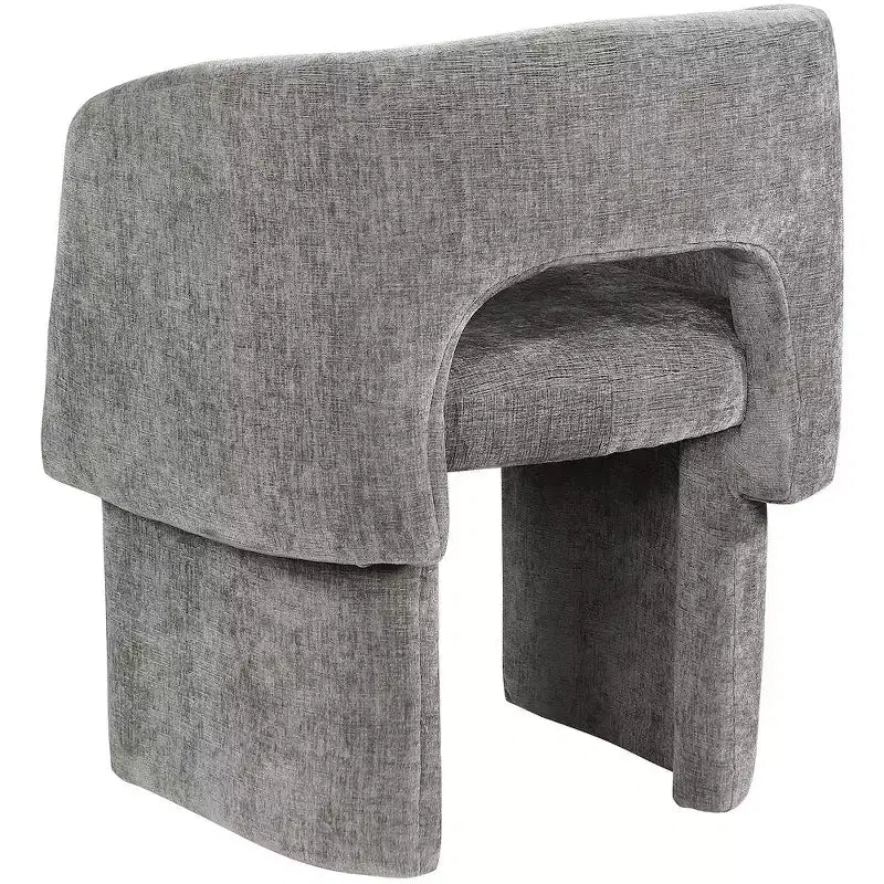 Sedia da pranzo / Sedia d'accento in tessuto ciniglia, beige, struttura interna in acciaio, contemporanea