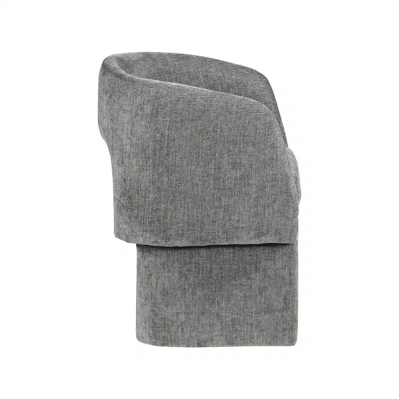 Sedia da pranzo / Sedia d'accento in tessuto ciniglia, beige, struttura interna in acciaio, contemporanea