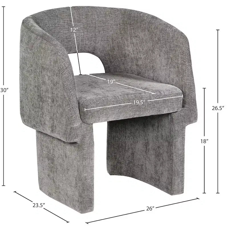 Sedia da pranzo / Sedia d'accento in tessuto ciniglia, beige, struttura interna in acciaio, contemporanea