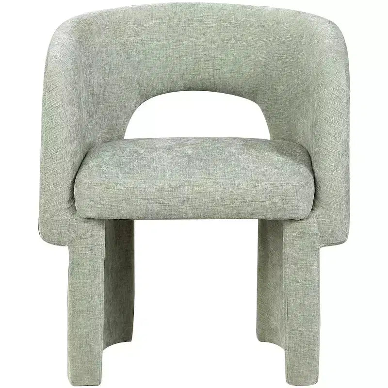 Sedia da pranzo / Sedia d'accento in tessuto ciniglia, beige, struttura interna in acciaio, contemporanea