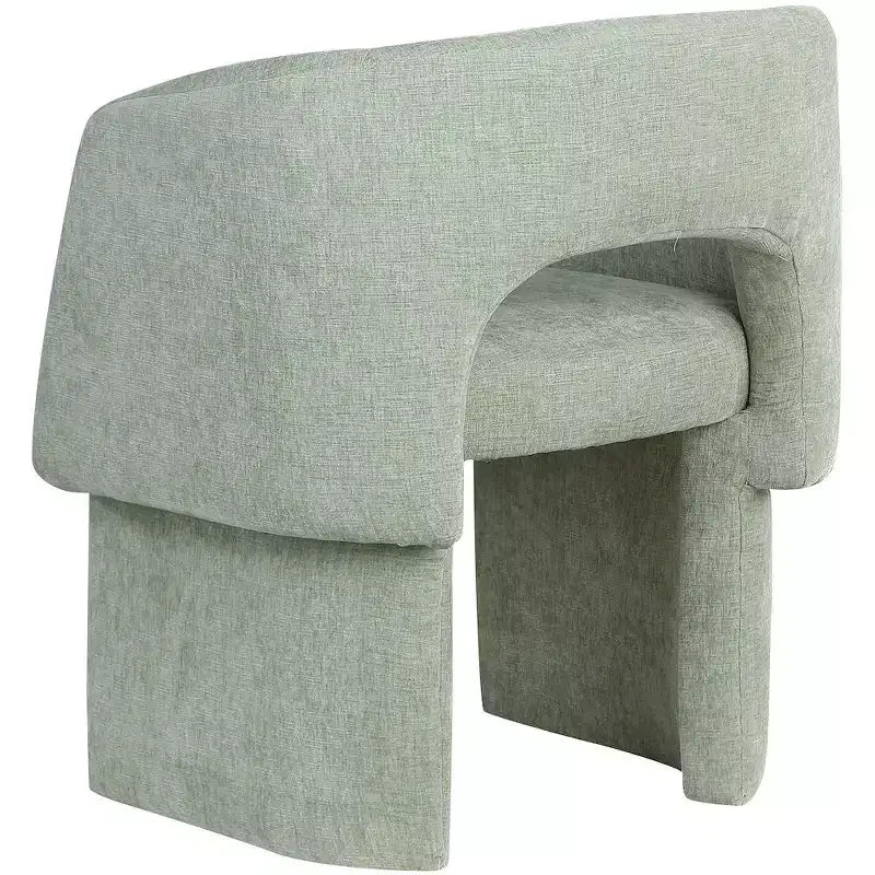 Sedia da pranzo / Sedia d'accento in tessuto ciniglia, beige, struttura interna in acciaio, contemporanea
