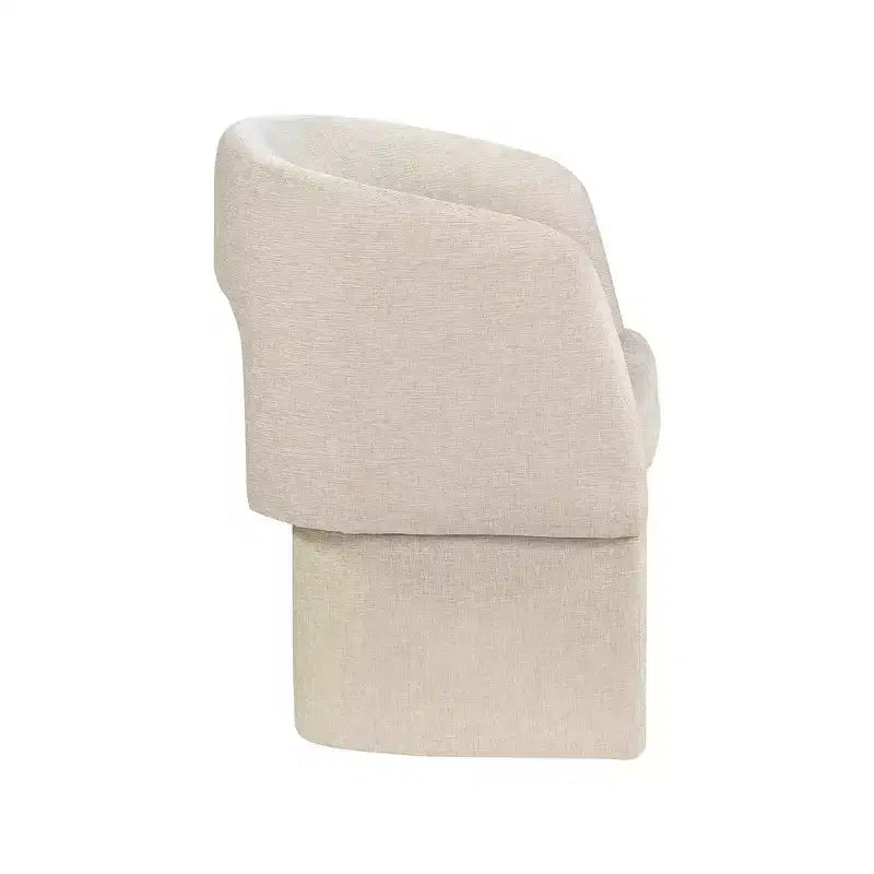 Sedia da pranzo / Sedia d'accento in tessuto ciniglia, beige, struttura interna in acciaio, contemporanea