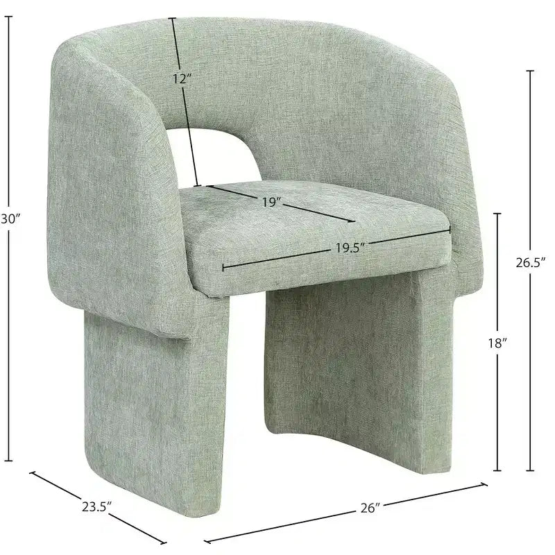 Sedia da pranzo / Sedia d'accento in tessuto ciniglia, beige, struttura interna in acciaio, contemporanea