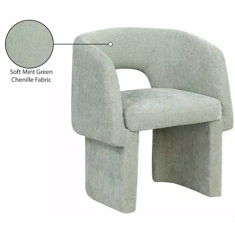 Sedia da pranzo / Sedia d'accento in tessuto ciniglia, beige, struttura interna in acciaio, contemporanea
