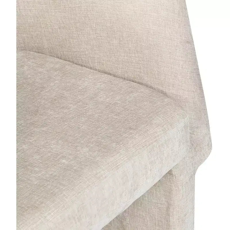 Sedia da pranzo / Sedia d'accento in tessuto ciniglia, beige, struttura interna in acciaio, contemporanea