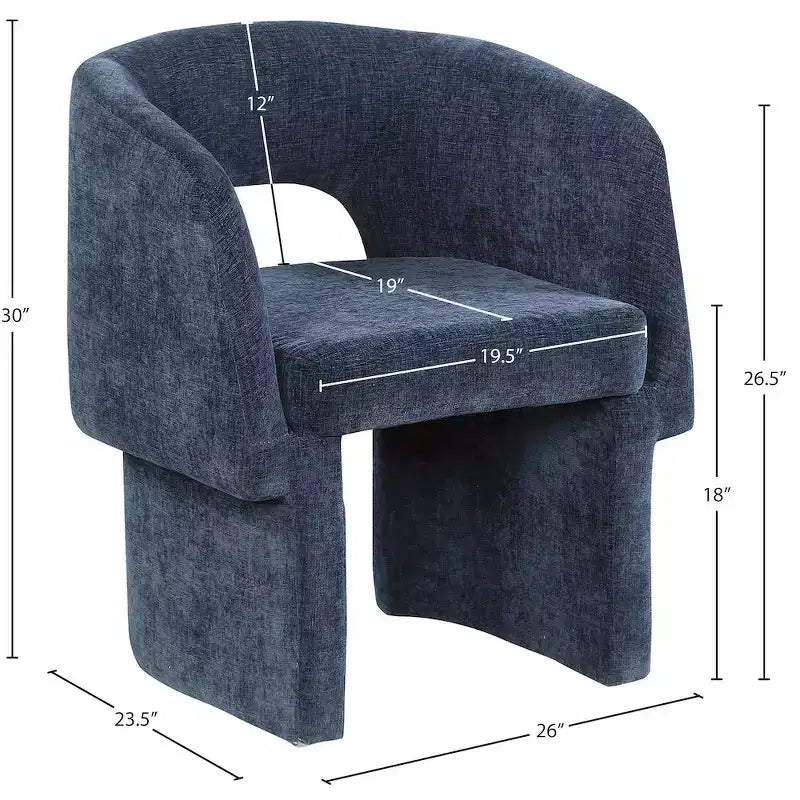 Sedia da pranzo / Sedia d'accento in tessuto ciniglia, beige, struttura interna in acciaio, contemporanea