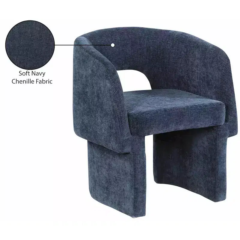 Sedia da pranzo / Sedia d'accento in tessuto ciniglia, beige, struttura interna in acciaio, contemporanea