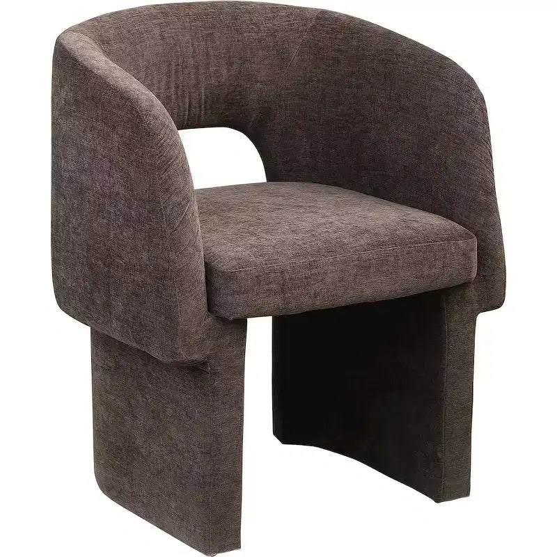 Sedia da pranzo / Sedia d'accento in tessuto ciniglia, beige, struttura interna in acciaio, contemporanea