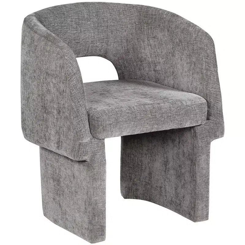 Sedia da pranzo / Sedia d'accento in tessuto ciniglia, beige, struttura interna in acciaio, contemporanea