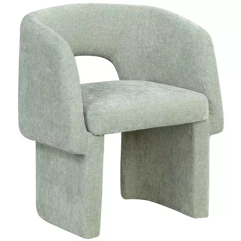 Sedia da pranzo / Sedia d'accento in tessuto ciniglia, beige, struttura interna in acciaio, contemporanea