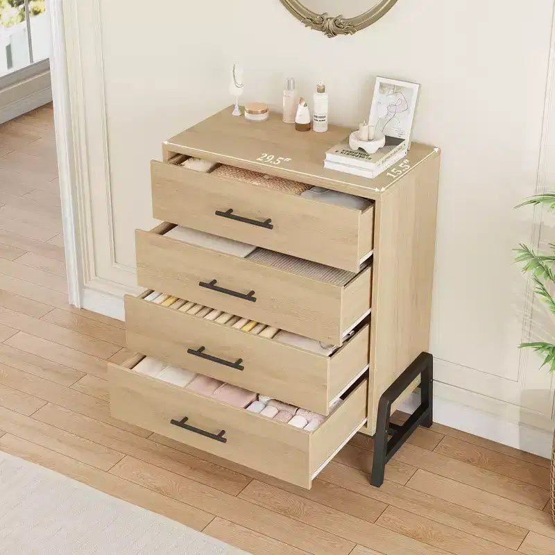 4 Comò per camera da letto, cassettiera alta 38,6 pollici, cassetti alti indipendenti con spazio di archiviazione, armadio in legno per soggiorno