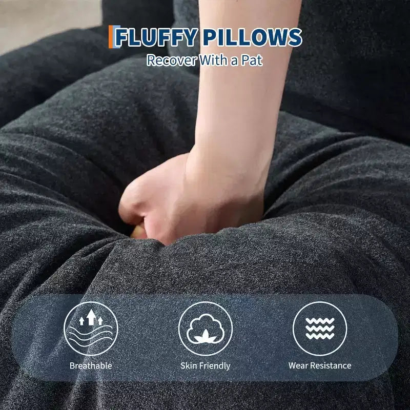 Poltrona Letto Oversize in ciniglia con 2 cuscini e 5 posizioni regolabili