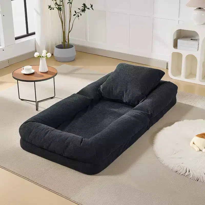 Poltrona Letto Oversize in ciniglia con 2 cuscini e 5 posizioni regolabili