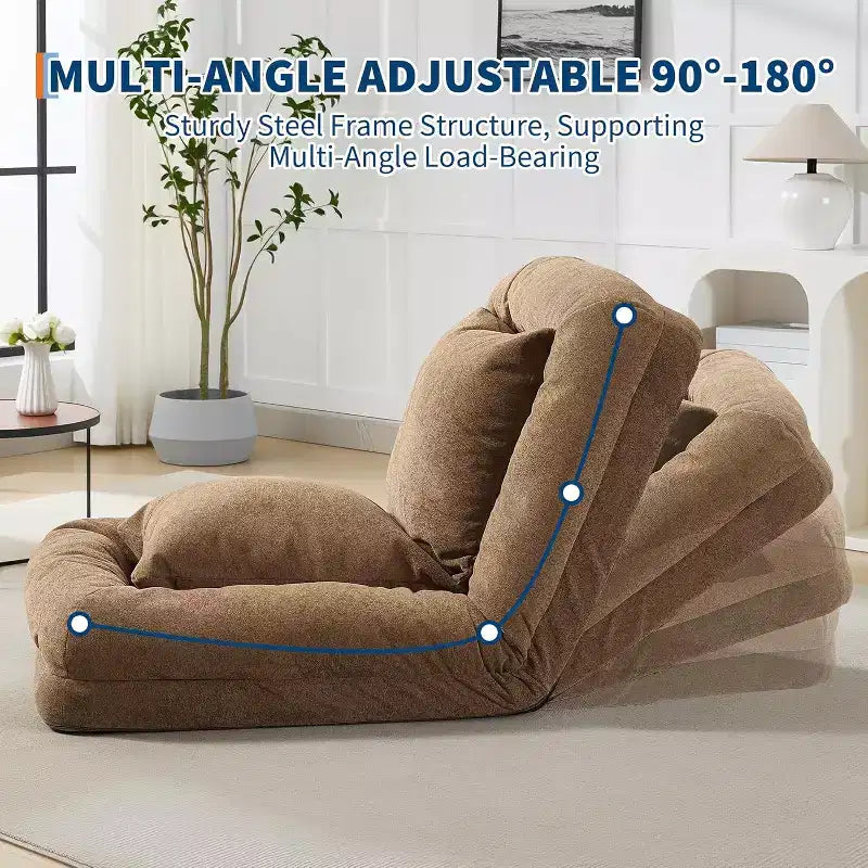 Poltrona Letto Oversize in ciniglia con 2 cuscini e 5 posizioni regolabili