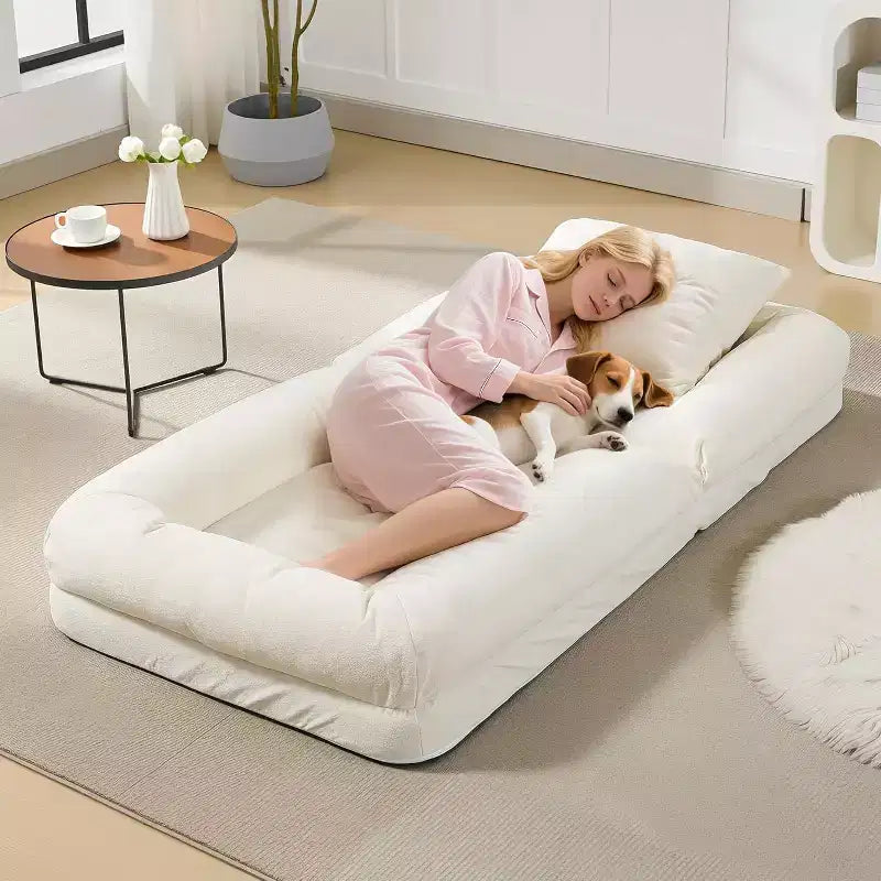 Poltrona Letto Oversize in ciniglia con 2 cuscini e 5 posizioni regolabili