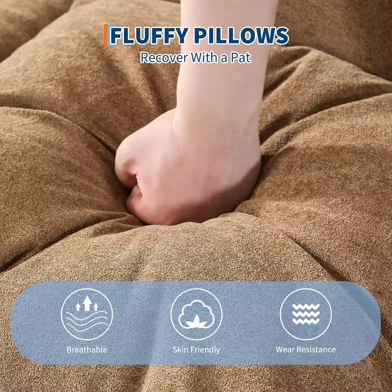 Poltrona Letto Oversize in ciniglia con 2 cuscini e 5 posizioni regolabili