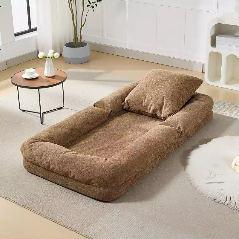Poltrona Letto Oversize in ciniglia con 2 cuscini e 5 posizioni regolabili