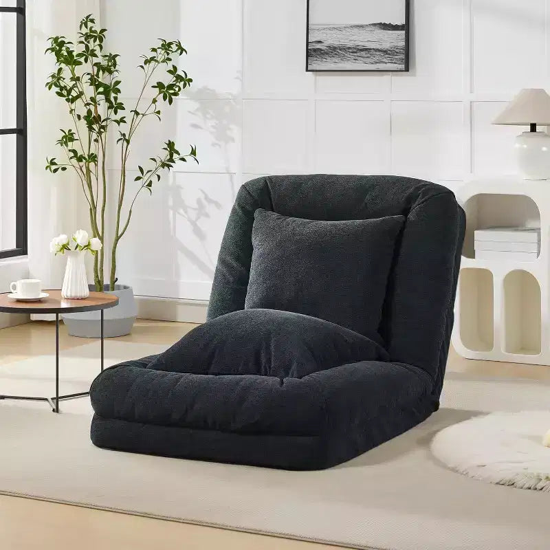 Poltrona Letto Oversize in ciniglia con 2 cuscini e 5 posizioni regolabili