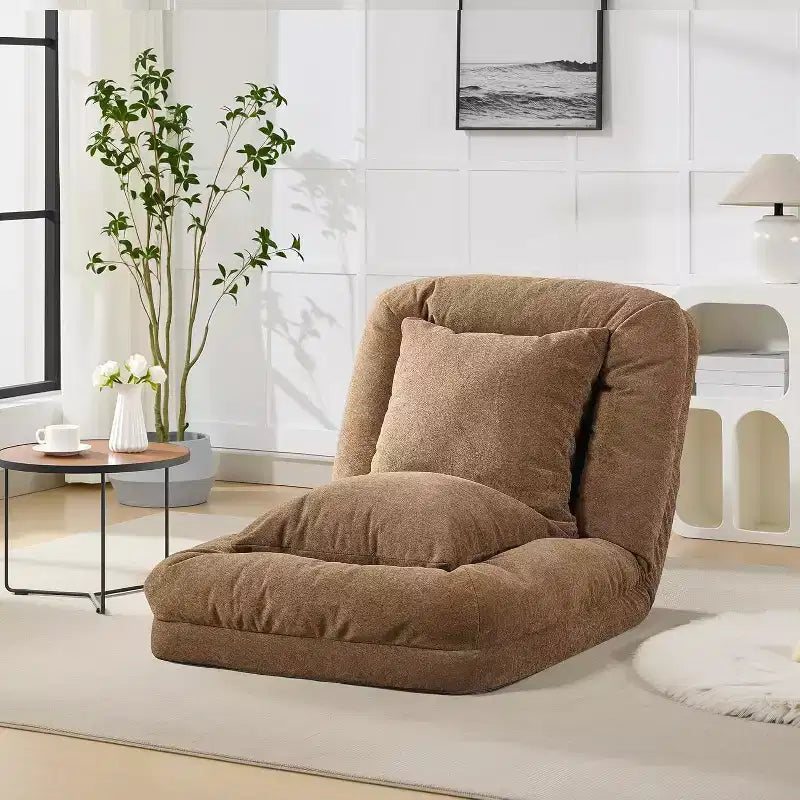 Poltrona Letto Oversize in ciniglia con 2 cuscini e 5 posizioni regolabili