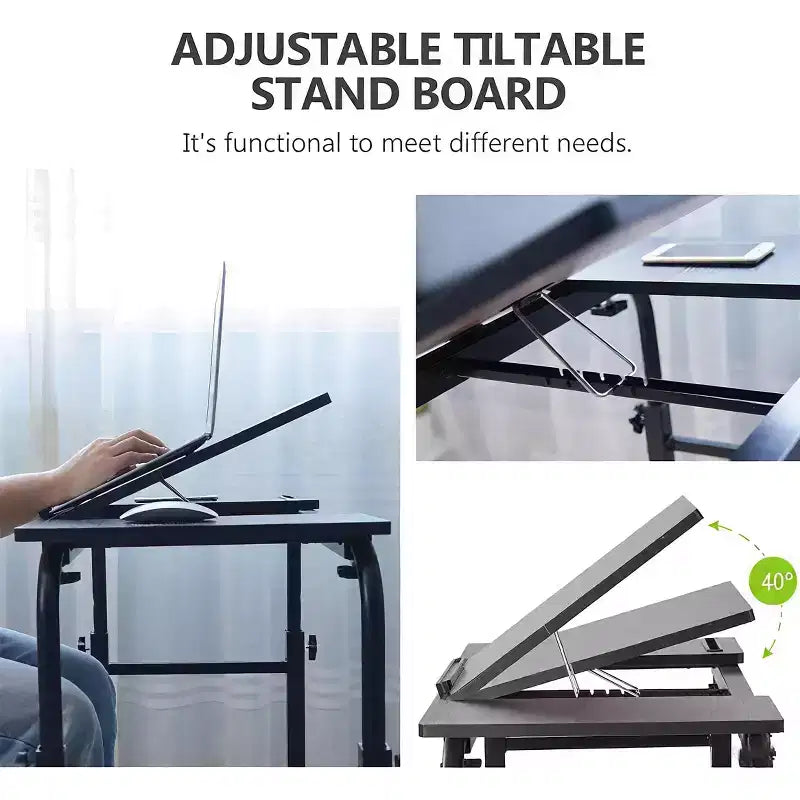 Tavolo da letto con ruote, altezza regolabile 58-89 cm e lunghezza 79-170 cm, 158 kg
