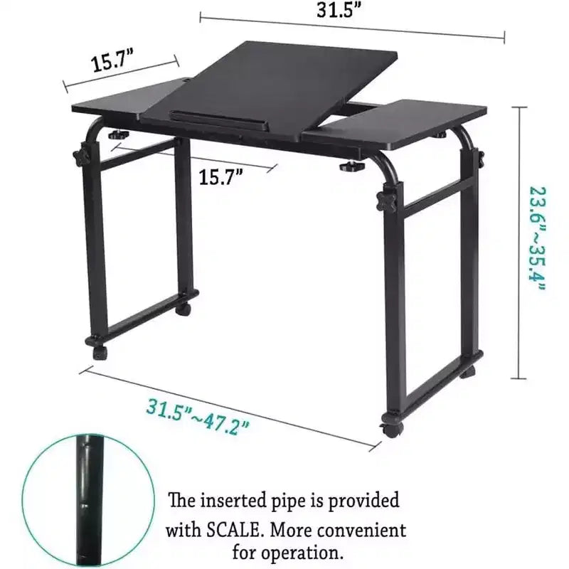 Tavolo da letto con ruote, altezza regolabile 58-89 cm e lunghezza 79-170 cm, 158 kg