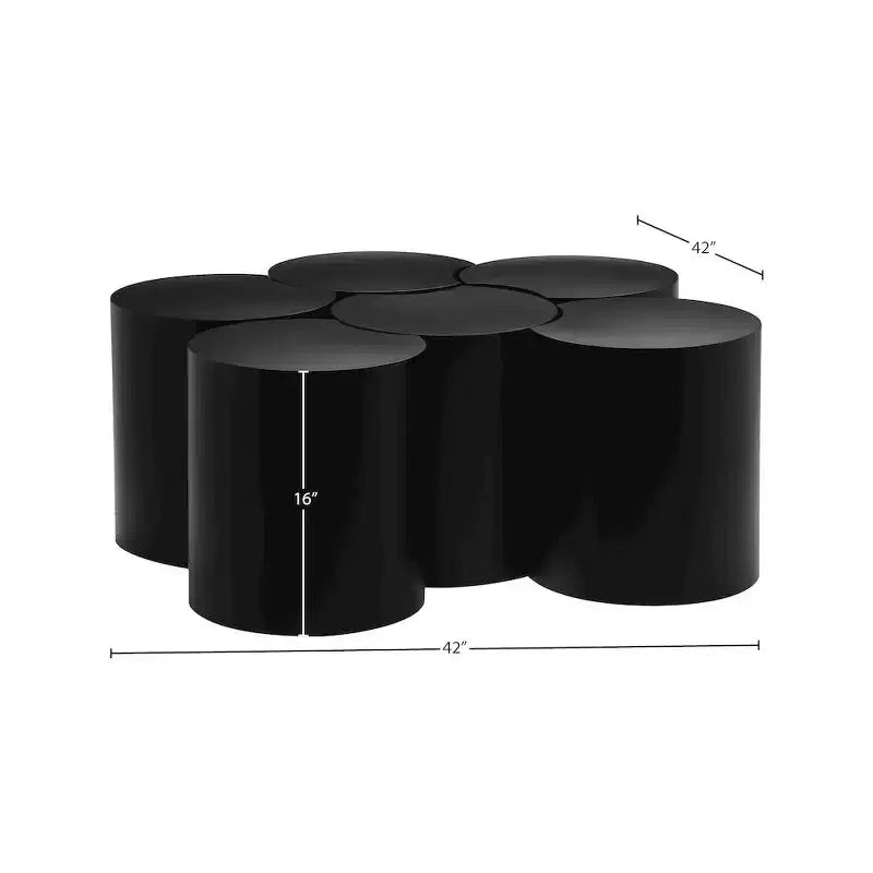 Tavolino da caffè Dimple, in ferro nero opaco, forma esagonale, modulare, 42"x42"