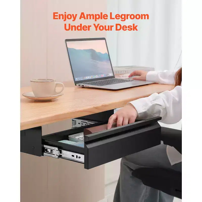 Cassetto da scrivania estraibile da 16", organizer per desktop nascosto estraibile, 17x9x4 pollici, nero