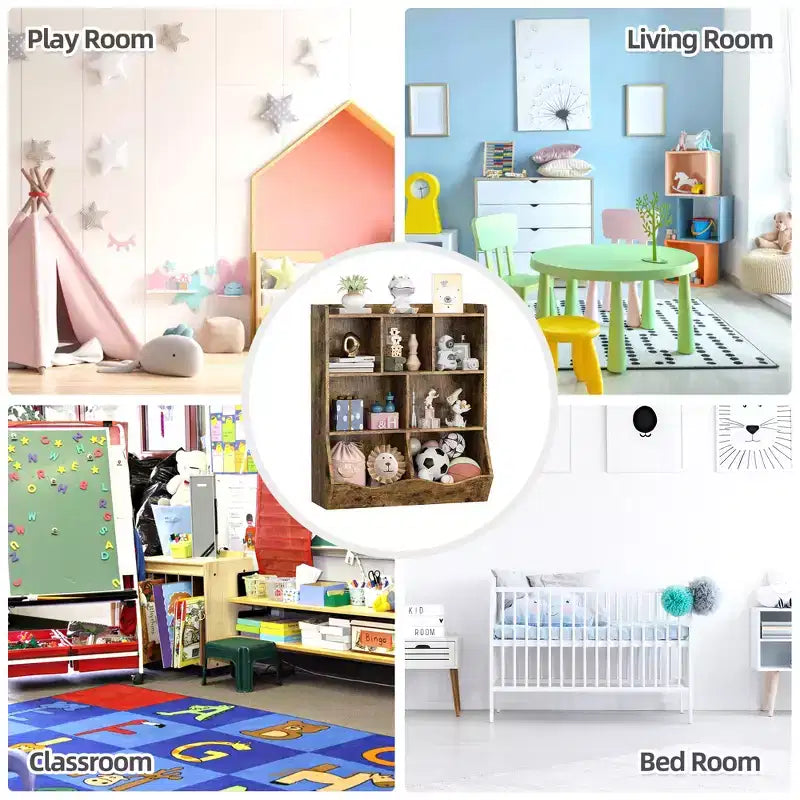 Libreria per bambini a tre strati, libreria per bambini con armadietti, scaffale porta giocattoli, adatta per sale giochi, camerette per bambini