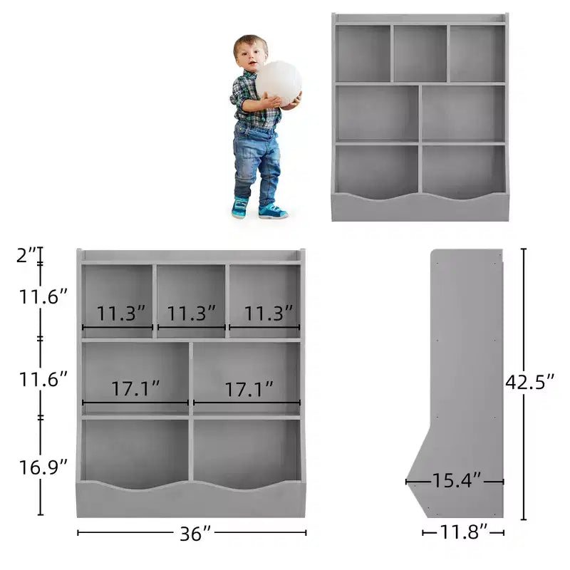 Libreria per bambini a tre strati, libreria per bambini con armadietti, scaffale porta giocattoli, adatta per sale giochi, camerette per bambini