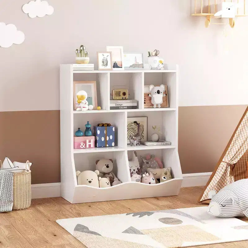 Libreria per bambini a tre strati, libreria per bambini con armadietti, scaffale porta giocattoli, adatta per sale giochi, camerette per bambini