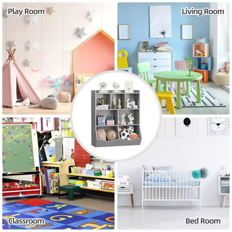 Libreria per bambini a tre strati, libreria per bambini con armadietti, scaffale porta giocattoli, adatta per sale giochi, camerette per bambini