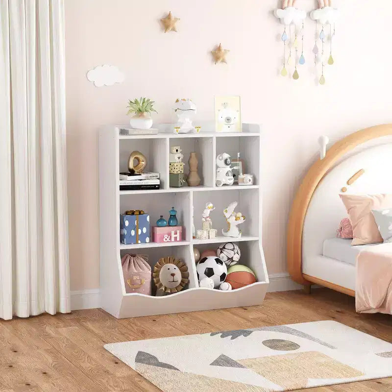 Libreria per bambini a tre strati, libreria per bambini con armadietti, scaffale porta giocattoli, adatta per sale giochi, camerette per bambini