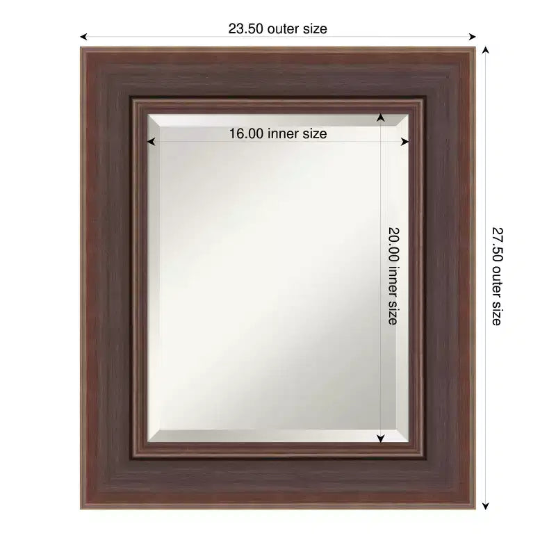 Specchio da Parete per Bagno con Cornice Smussata Amanti Art Moab Brown Bronze